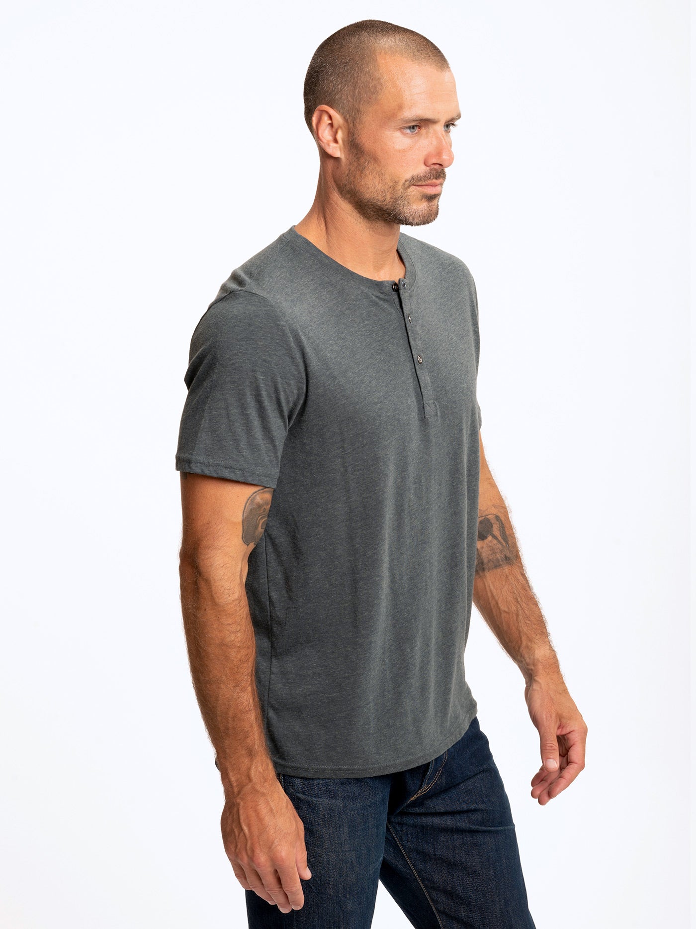 Triblend Henley Mens Tops Tshirt Short Threads 4 Thought 