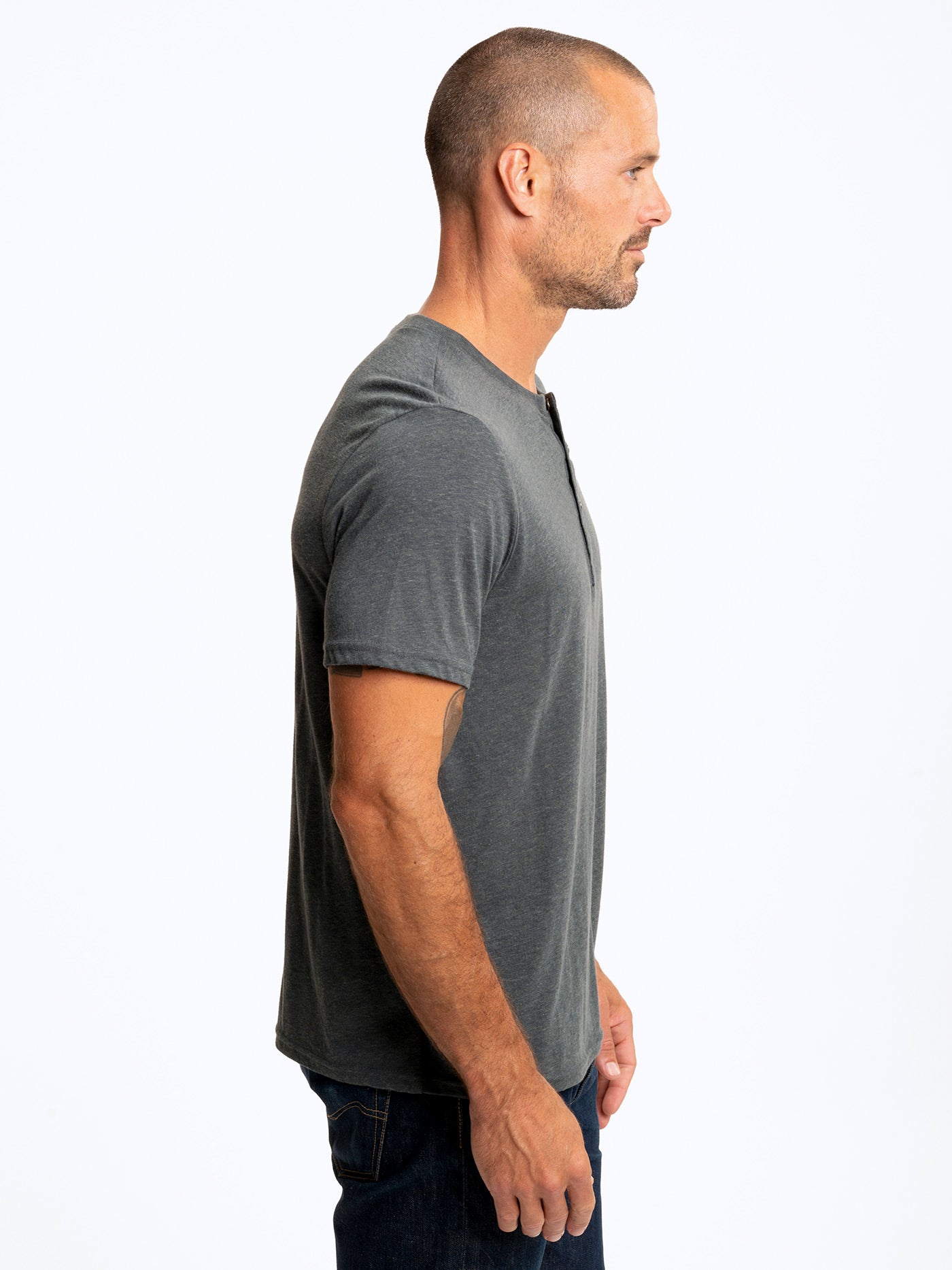 Triblend Henley Mens Tops Tshirt Short Threads 4 Thought 