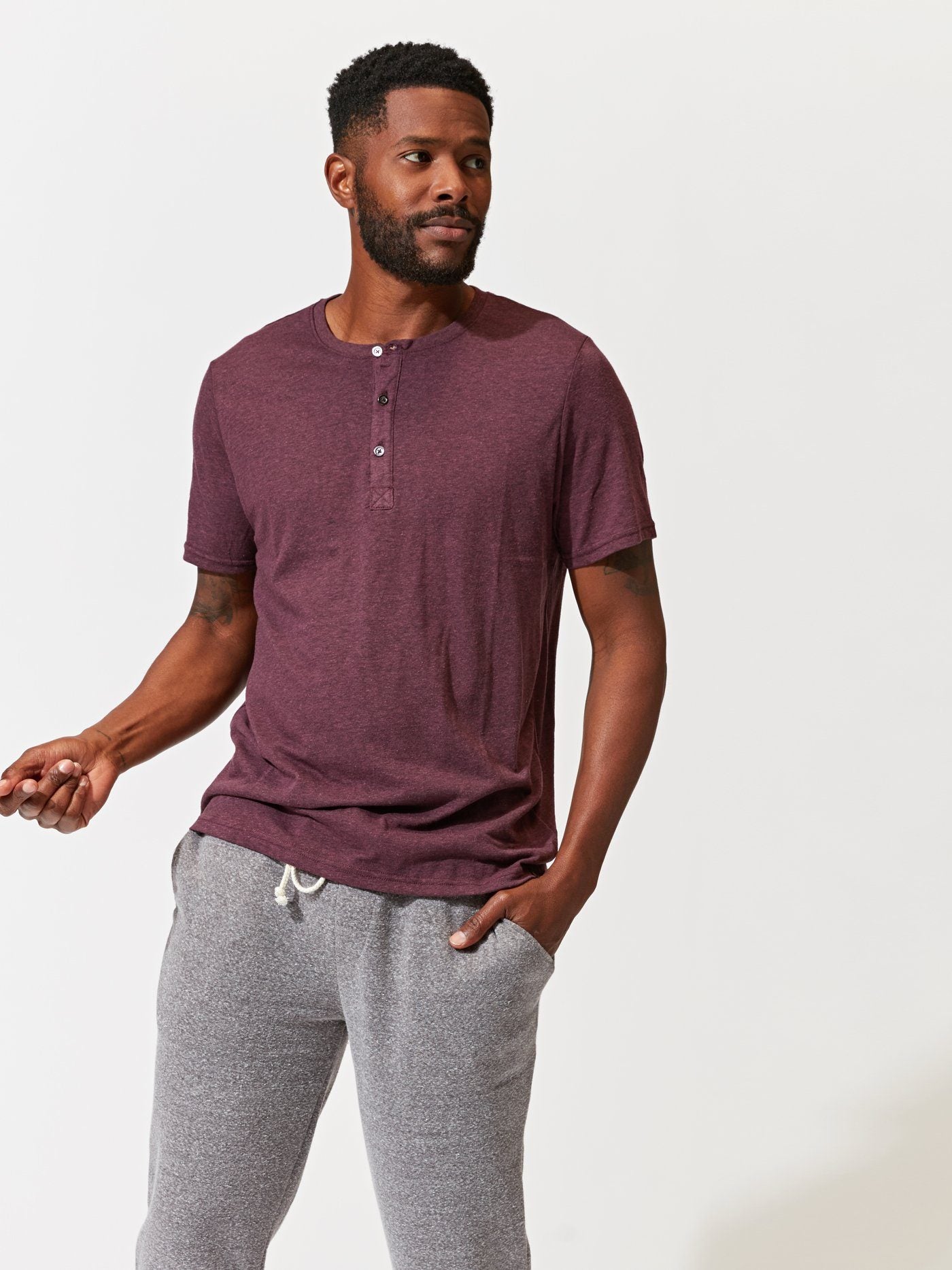 Triblend Henley Mens Tops Threads 4 Thought