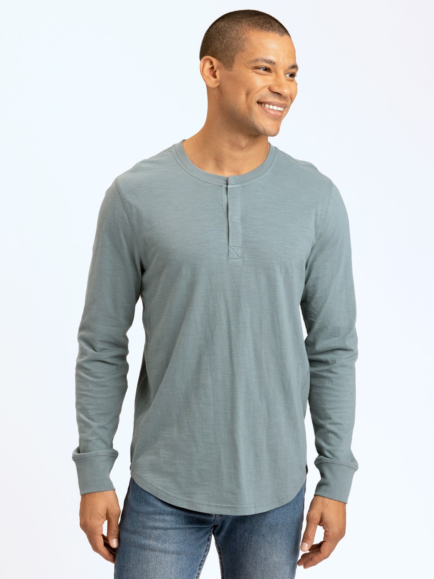 Leeroy Long Sleeve Slub Henley Mens Tops Tshirt Long Threads 4 Thought 