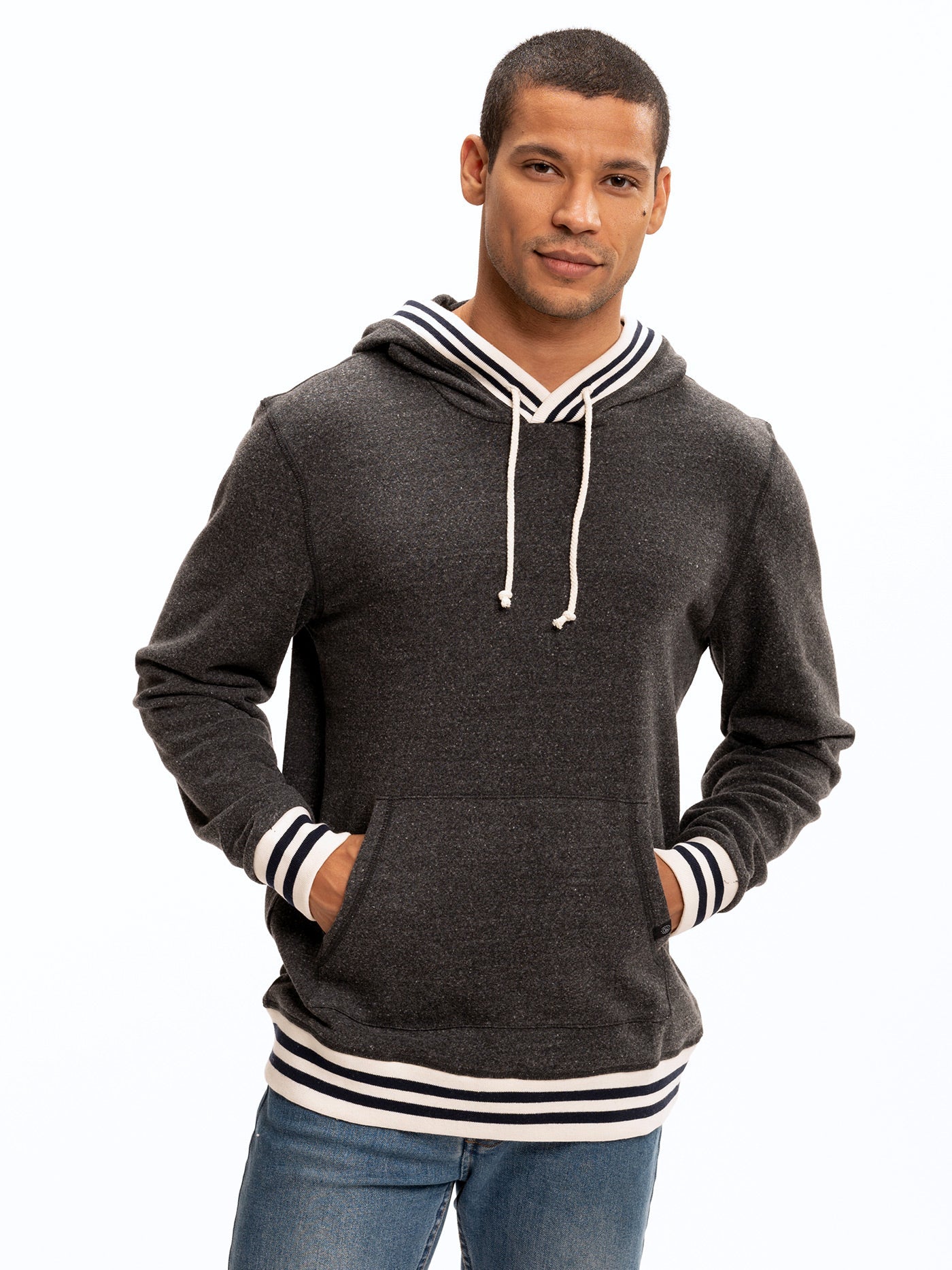 Tyson Contrast Rib Pullover Hoodie Mens Outerwear Sweatshirt Threads 4 Thought 