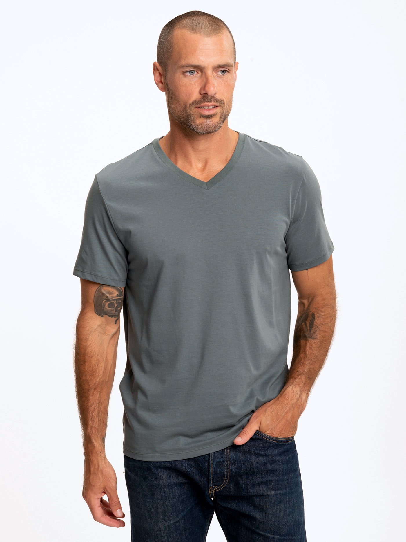 Men's Invincible Short Sleeve V-Neck Mens Tops Tshirt Short Threads 4 Thought 