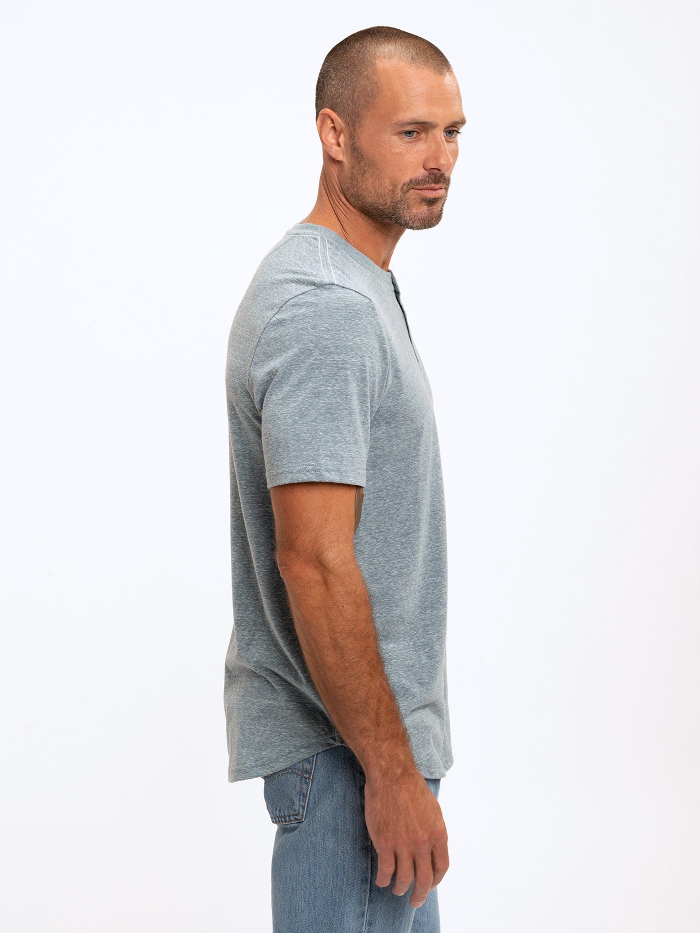 Baseline 2 Button Short Sleeve Henley Mens Tops Tshirt Short Threads 4 Thought 