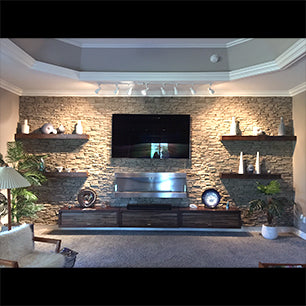 Floating TV Stand Entertainment Center Stone Wall