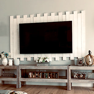 Gray Rustic Reclaimed Barn Wood Style TV Stand Console