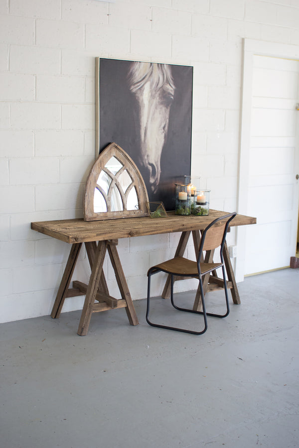 Rustic Reclaimed Wood Sawhorse Desk Woodwaves