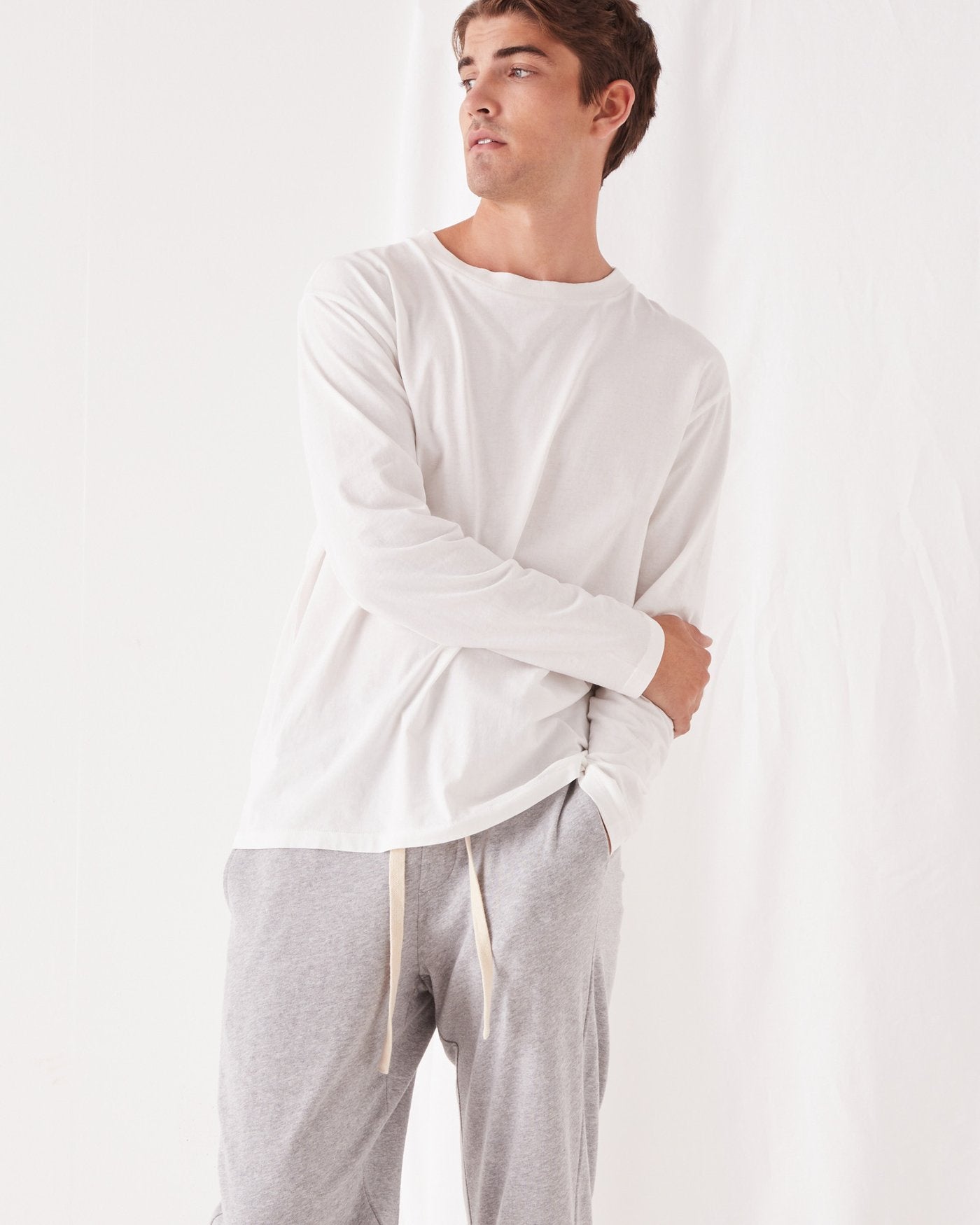 Mens Reuben LS Tee Antique White