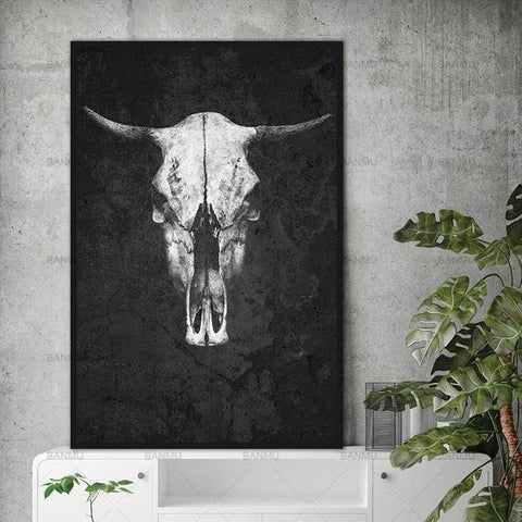Cattle Skull Canvas - Raw Deco Lab