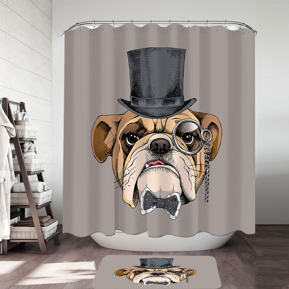 Cool Bulldog Gentleman Shower Curtain Shower of Curtains