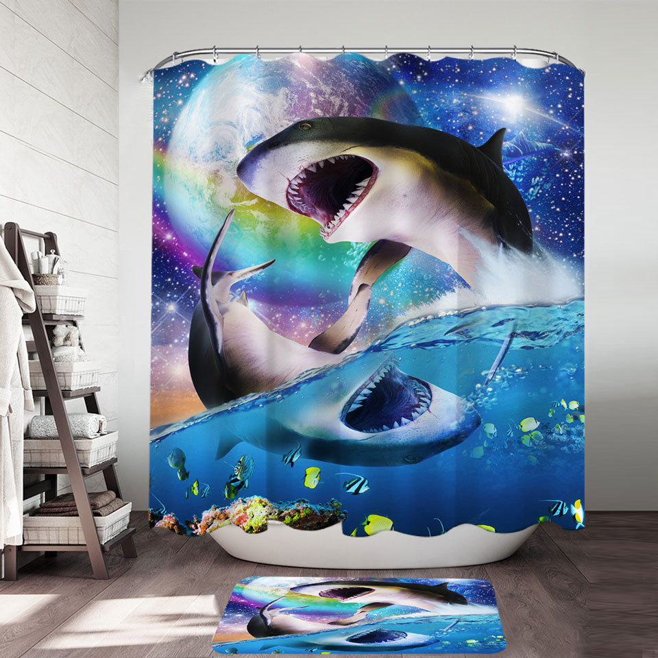 Cool Yin Yang Sharks Space And Ocean Shower Curtain Is Just One Of Many Shower Curtains You Can
