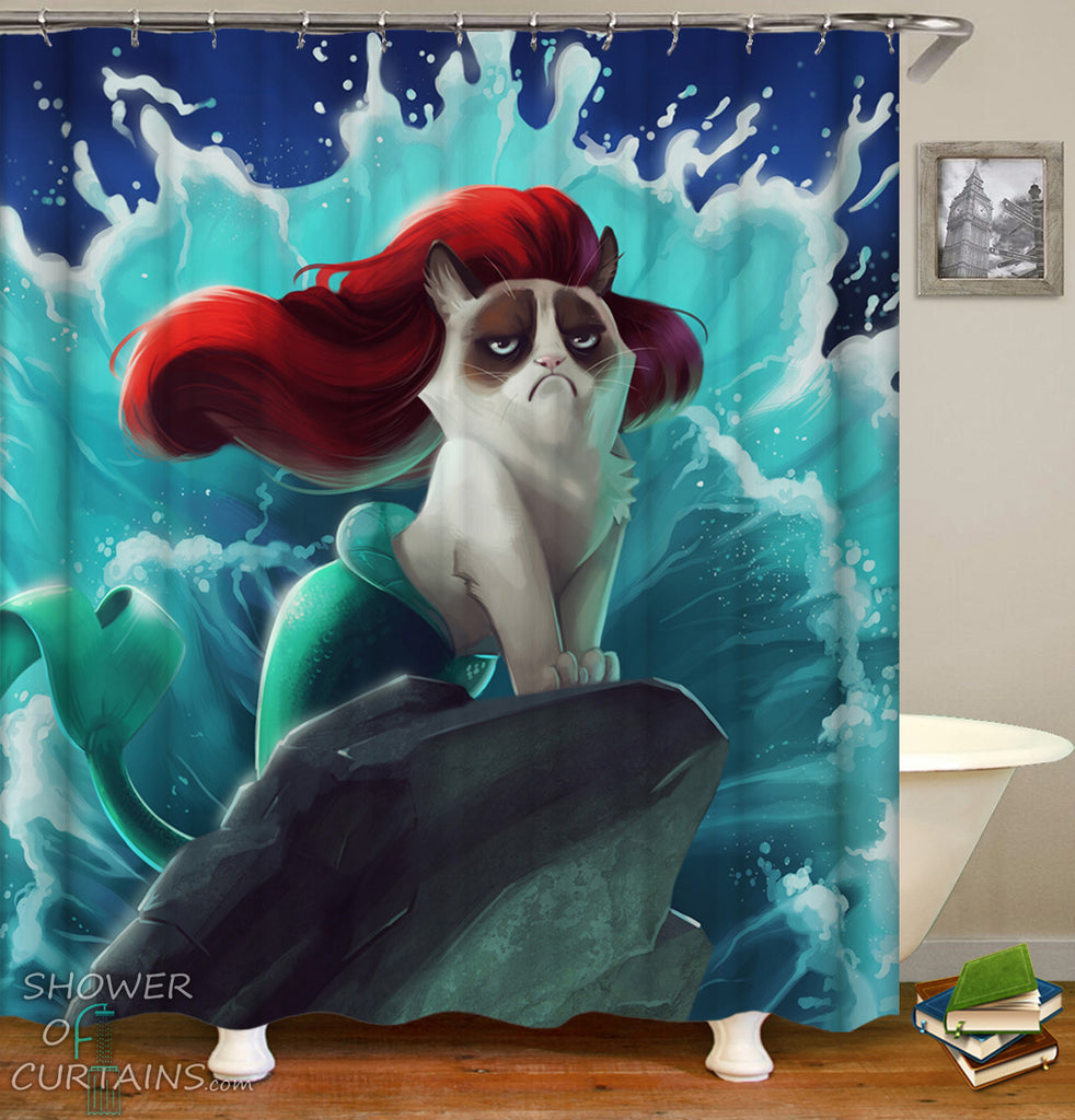 Shower Curtains Mermaid Cat Shower Of Curtains