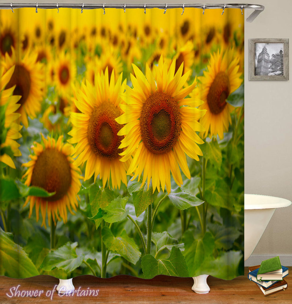 yellow and green shower curtain