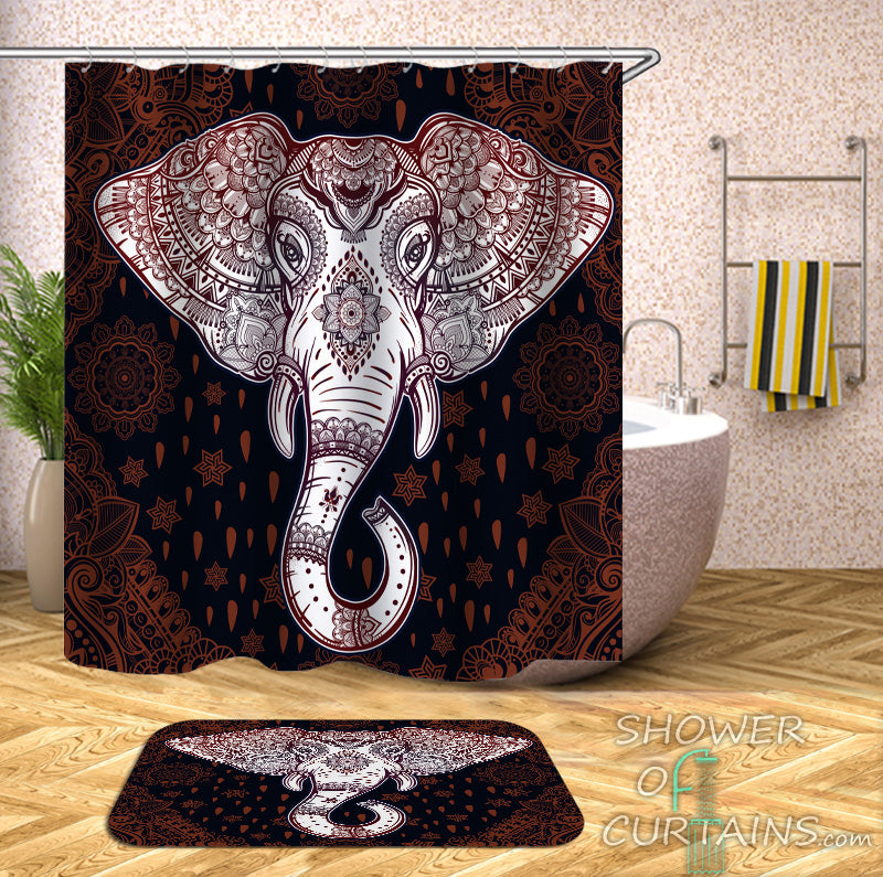 Details about   fabric shower curtain india  asian elephant design 
