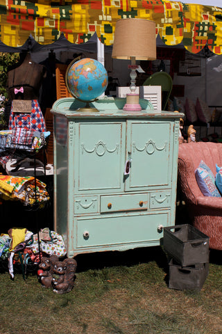 painted aqua chippy dresser, bel monili, country living fair
