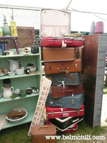 stack of vintage suitcases