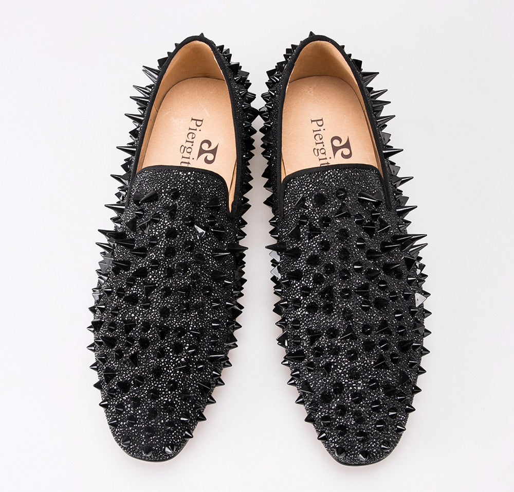 spiked loafers black