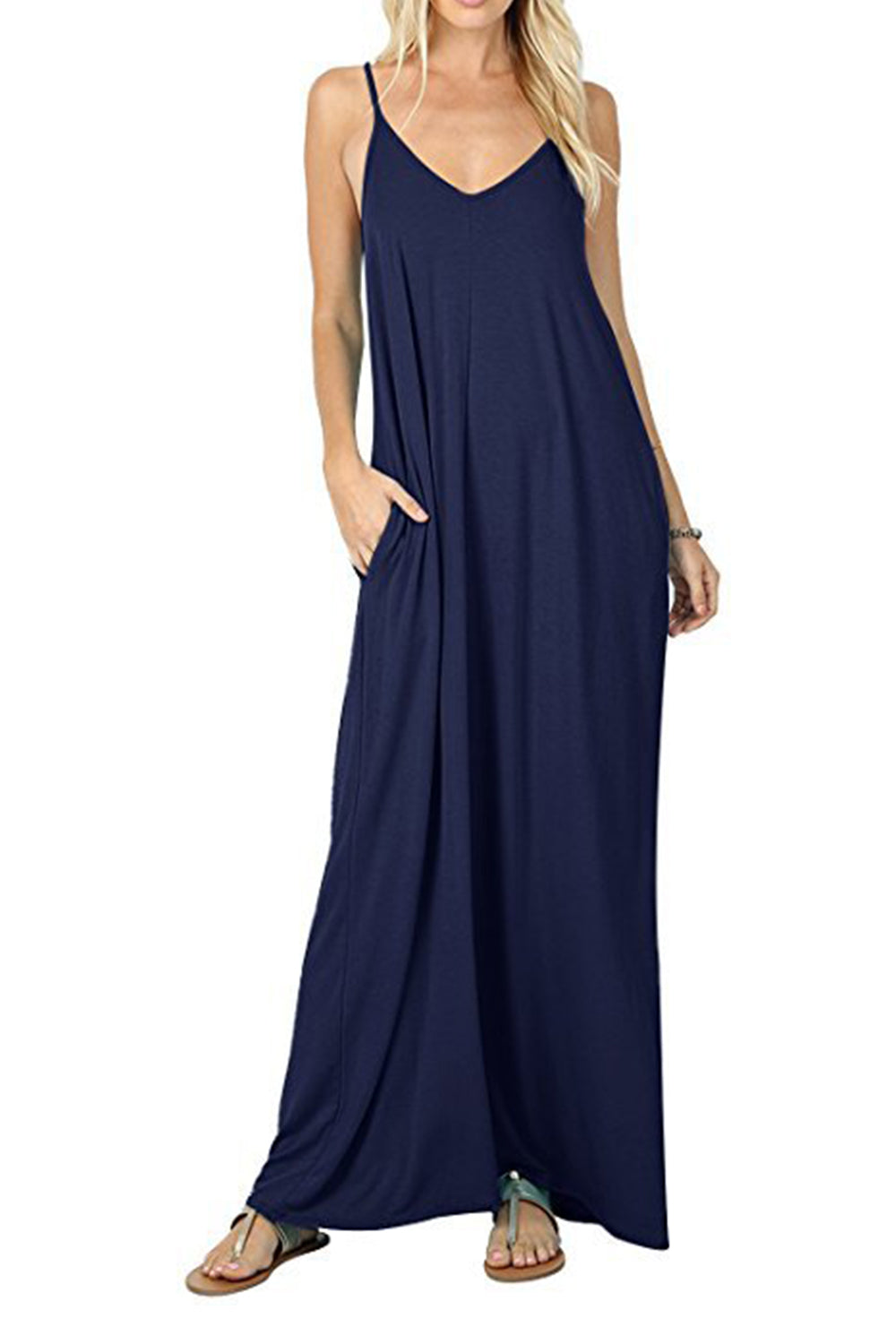 plain blue maxi dress