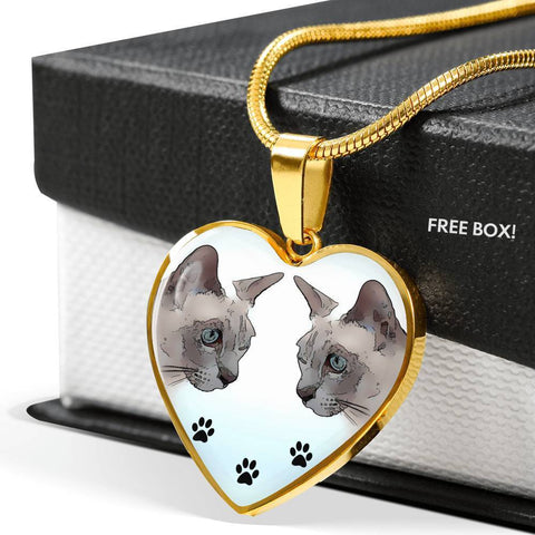 Tonkinese Cat Print Heart Pendant Luxury Necklace-Free Shipping