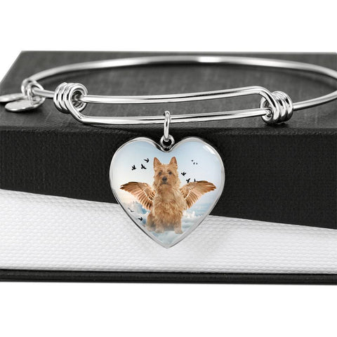 Australian Terrier Print Luxury Heart Charm Bangle -Free Shipping