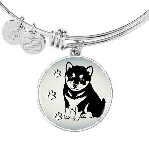 Shiba Inu Dog Circle Pendent Luxury Bangle-Free Shipping
