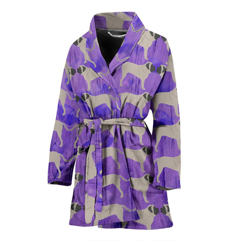 English Mastiff Dog Pattern Print Women's Bath Robe-Free Shipping