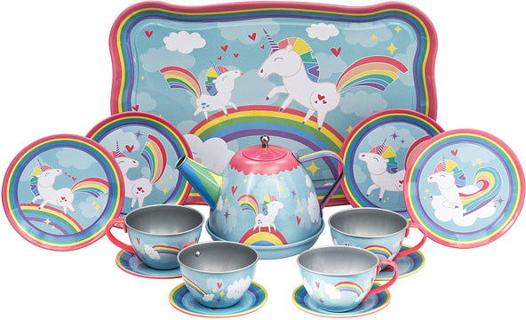 schylling unicorn tin tea set