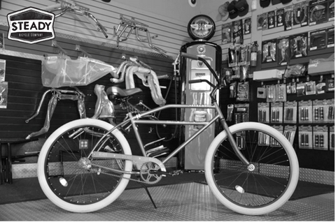 Steady Cycles Company Bike Cafe Racer, Rat Rod, and Boardtrack Beach Cruiser Bicycles and Motorcycles Rockabilly Rock and Roll