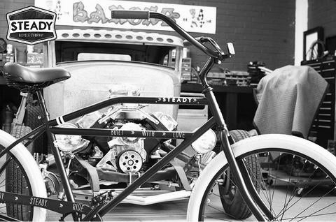 Steady Rat Rods and Cafe Racer Classic Bikes, Motorcycles, Scooters and Mopeds. Hot Rod, Classic Car Rockabilly Americana Cycles