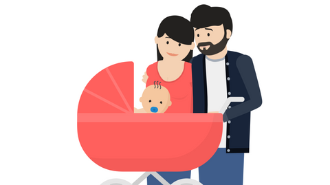 underdog family with baby in carriage
