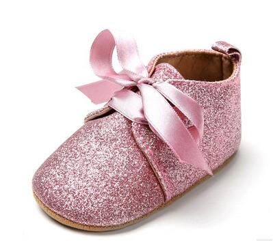 pink glitter baby shoes