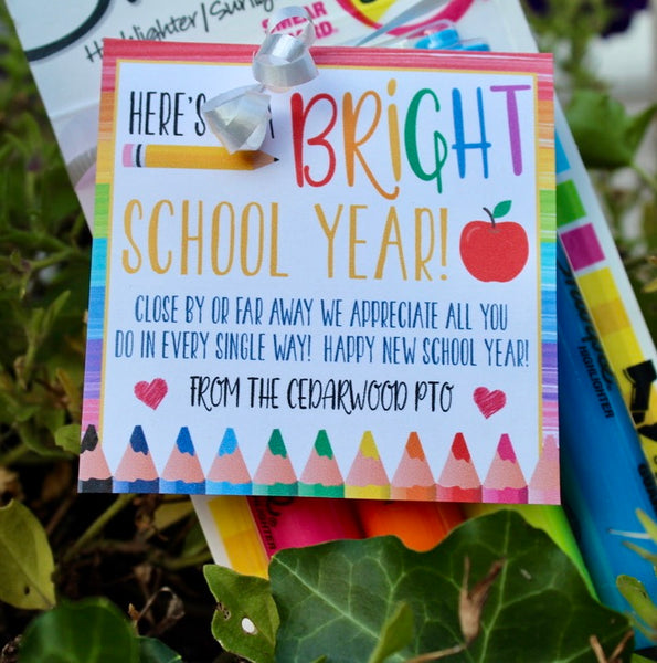 bright new school year gift tag