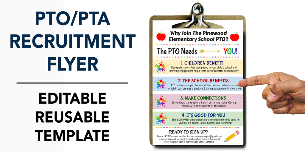 pto pta member recruitment flyer template
