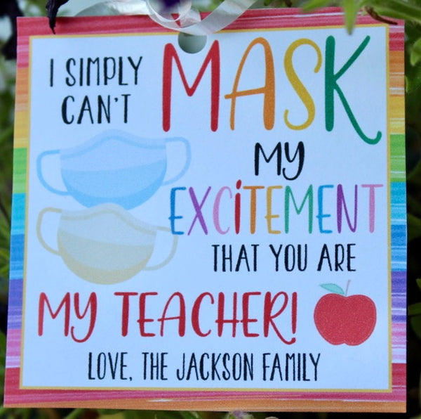 teacher face mask gift tag