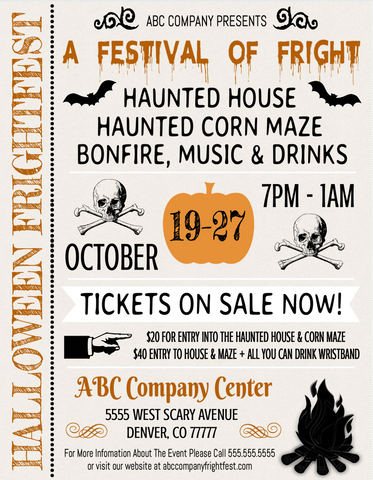 printable editable haunted house flyer template