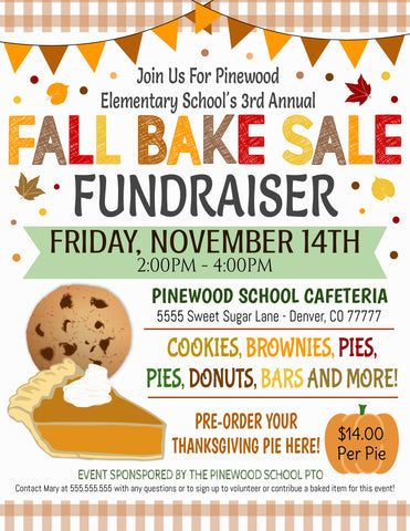 fall bake sale flyer editable template