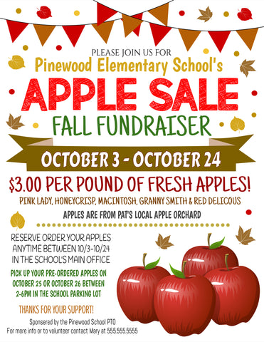 apple sale flyer template fall fundraiser idea