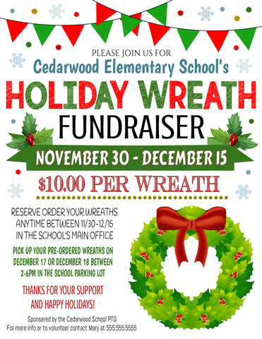 christmas wreath sale fundraiser flyer