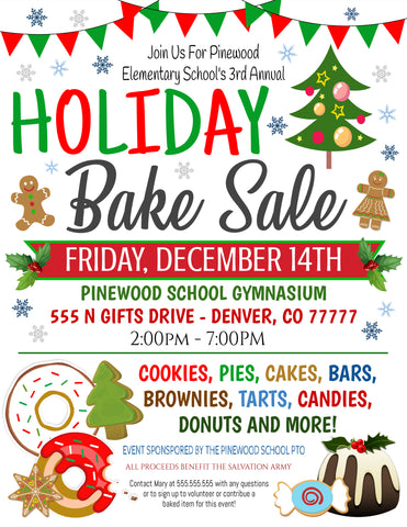 holiday bake sale flyer