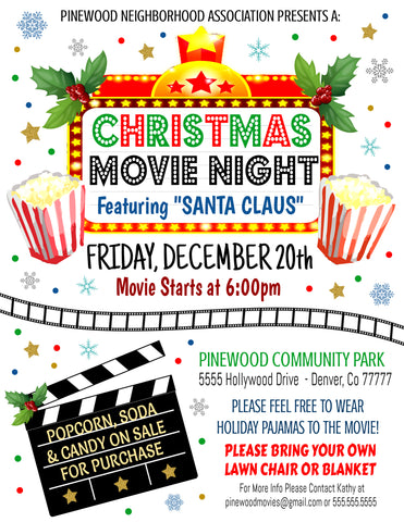 Christmas movie night flyer