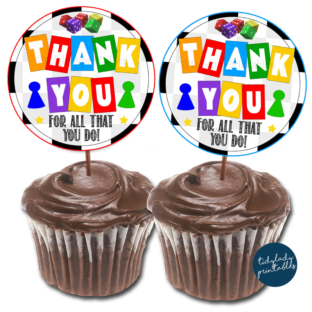 Board Game Theme Appreciation Week Printable Cupcake Toppers – TidyLady