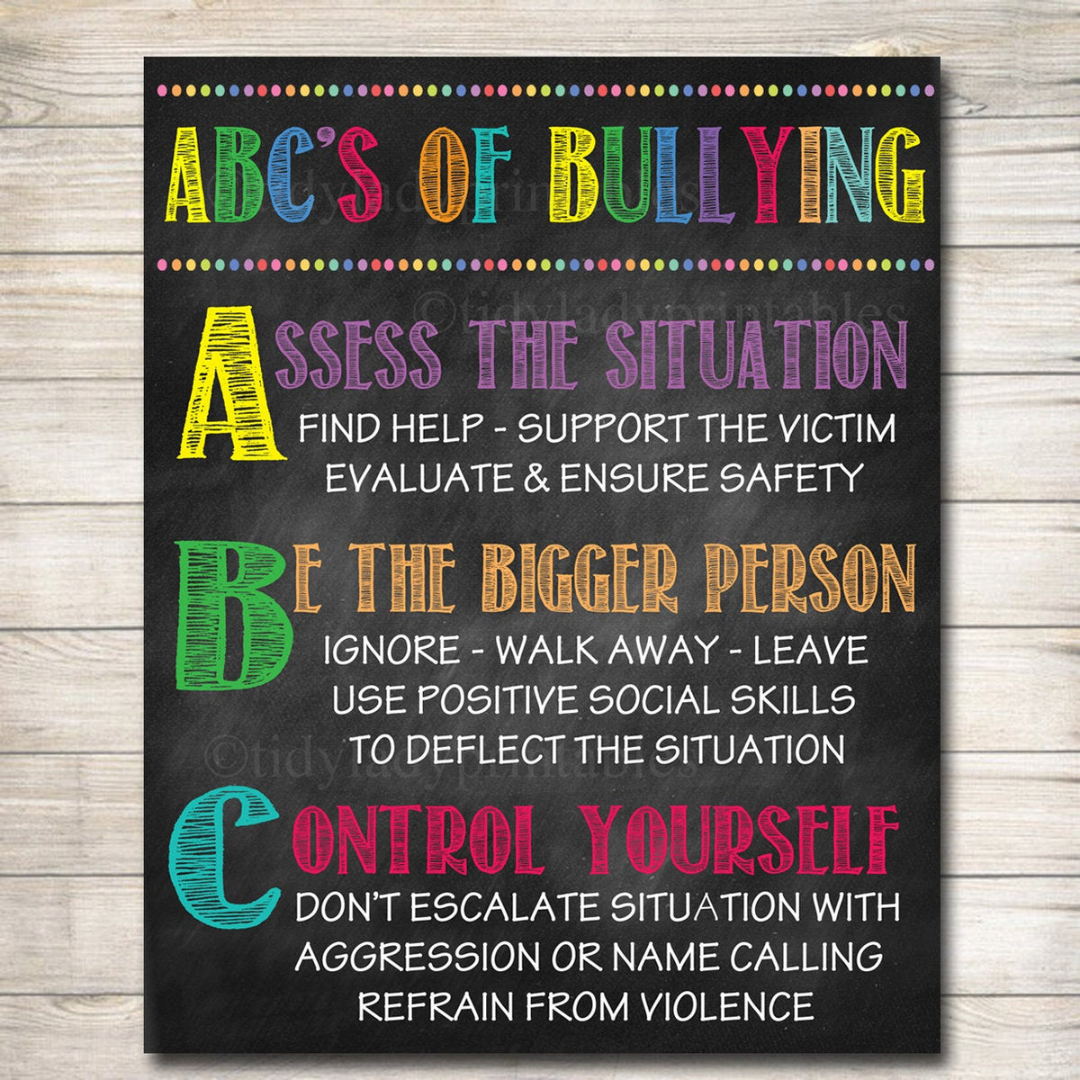 Stop Bullying Poster Set | TidyLady Printables