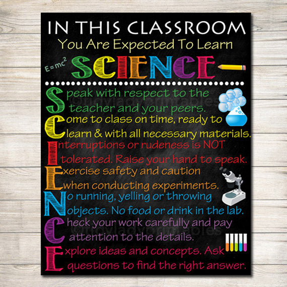 science-classroom-rules-poster-science-class-decor-science-lab-print
