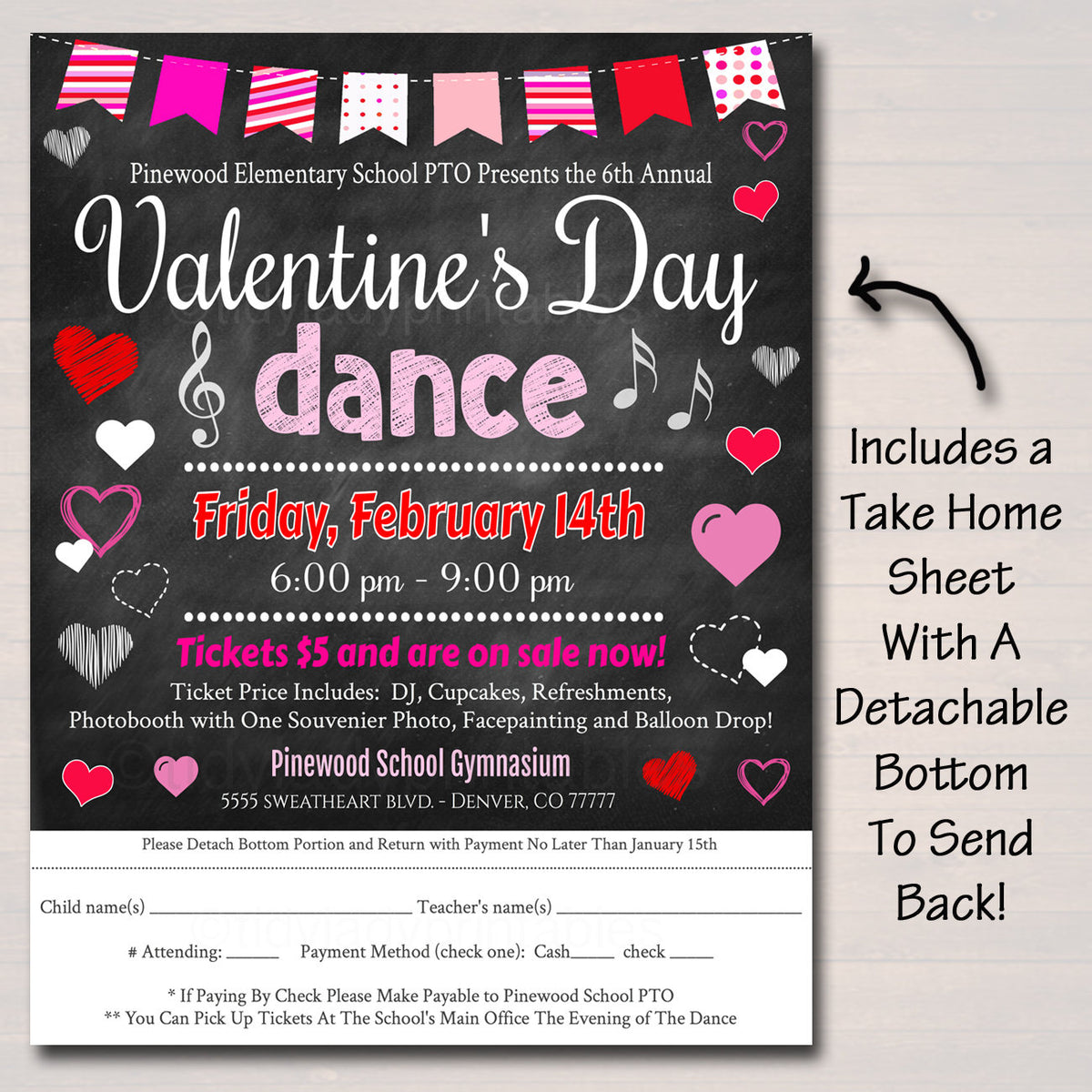 Valentine's Day Dance Set School Dance Flyer Party Invite, Church Comm