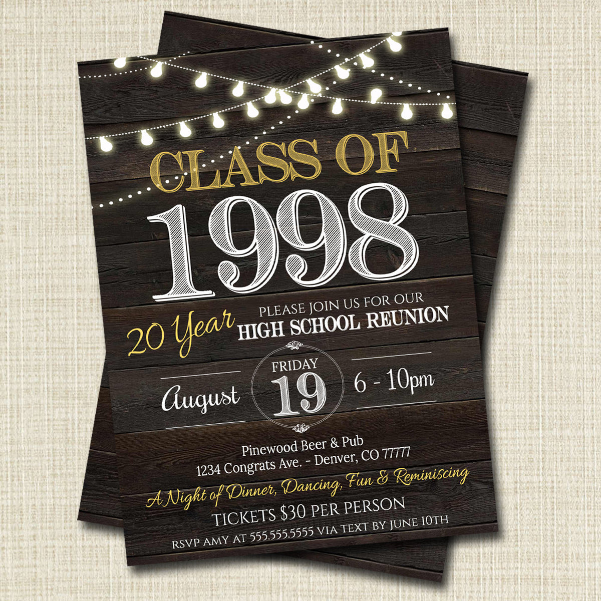 Editable Reunion Invitation Template Any Year! College Reunion High