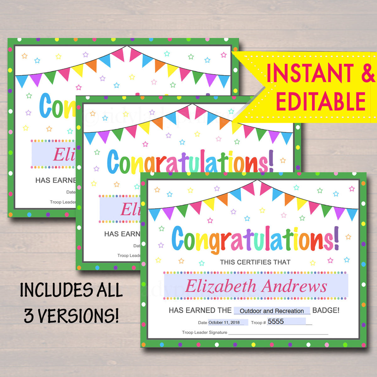Certificates, Badge, Patch and Award Certificate Templates, , Brownie,  Junior Troop Leader, Scout Printables Daisy Pertaining To Generic Certificate Template