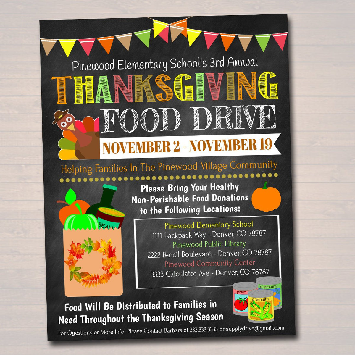 Fall Food Drive Event Flyer  TidyLady Printables For Food Drive Flyer Template
