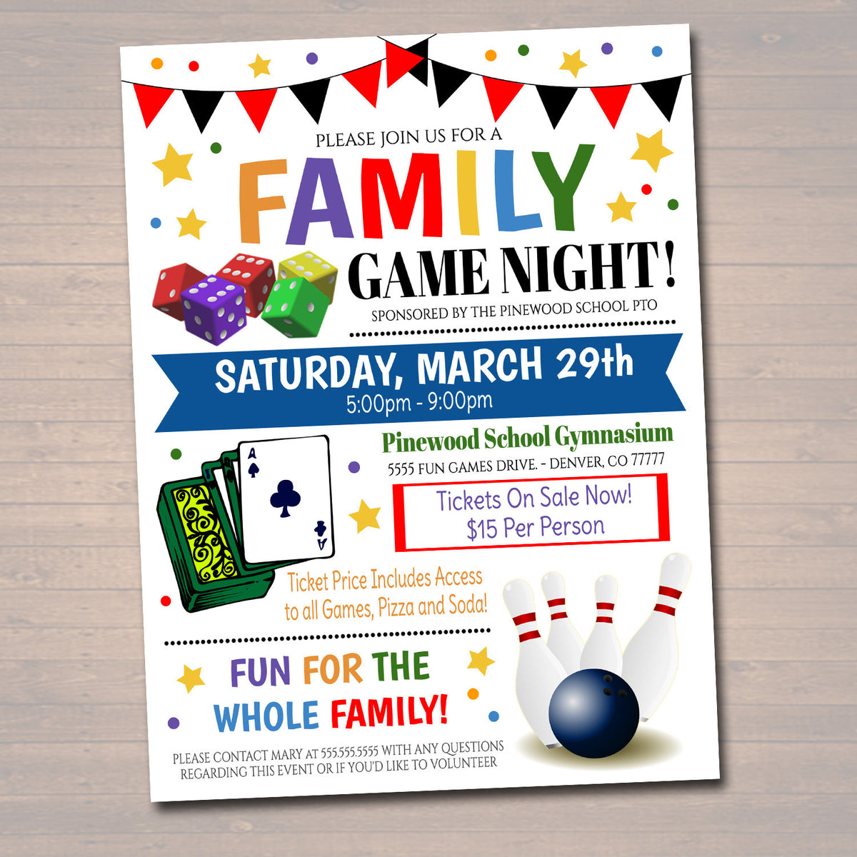 Family Game Night Event Flyer Template  TidyLady Printables Pertaining To Family Night Flyer Template