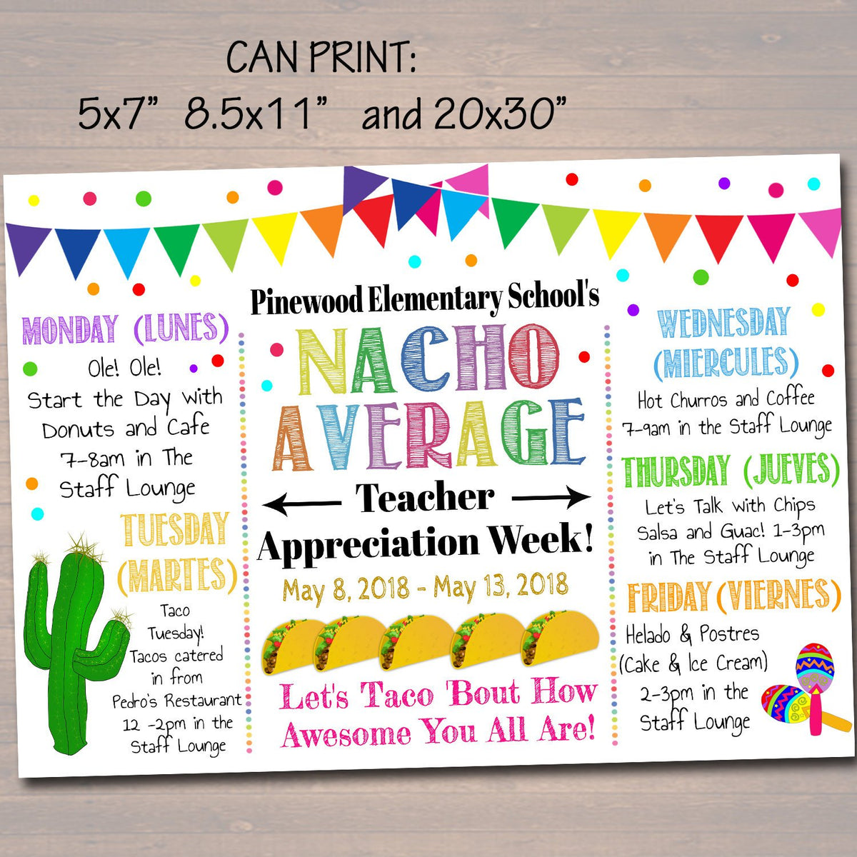 Nacho Average Theme Teacher Appreciation Week Printable TidyLady