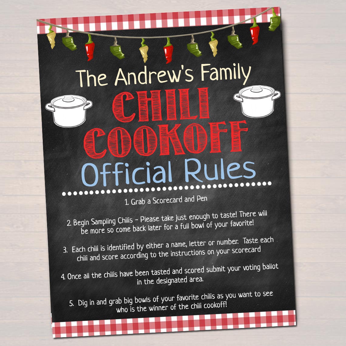 Chili Cook Off Rules