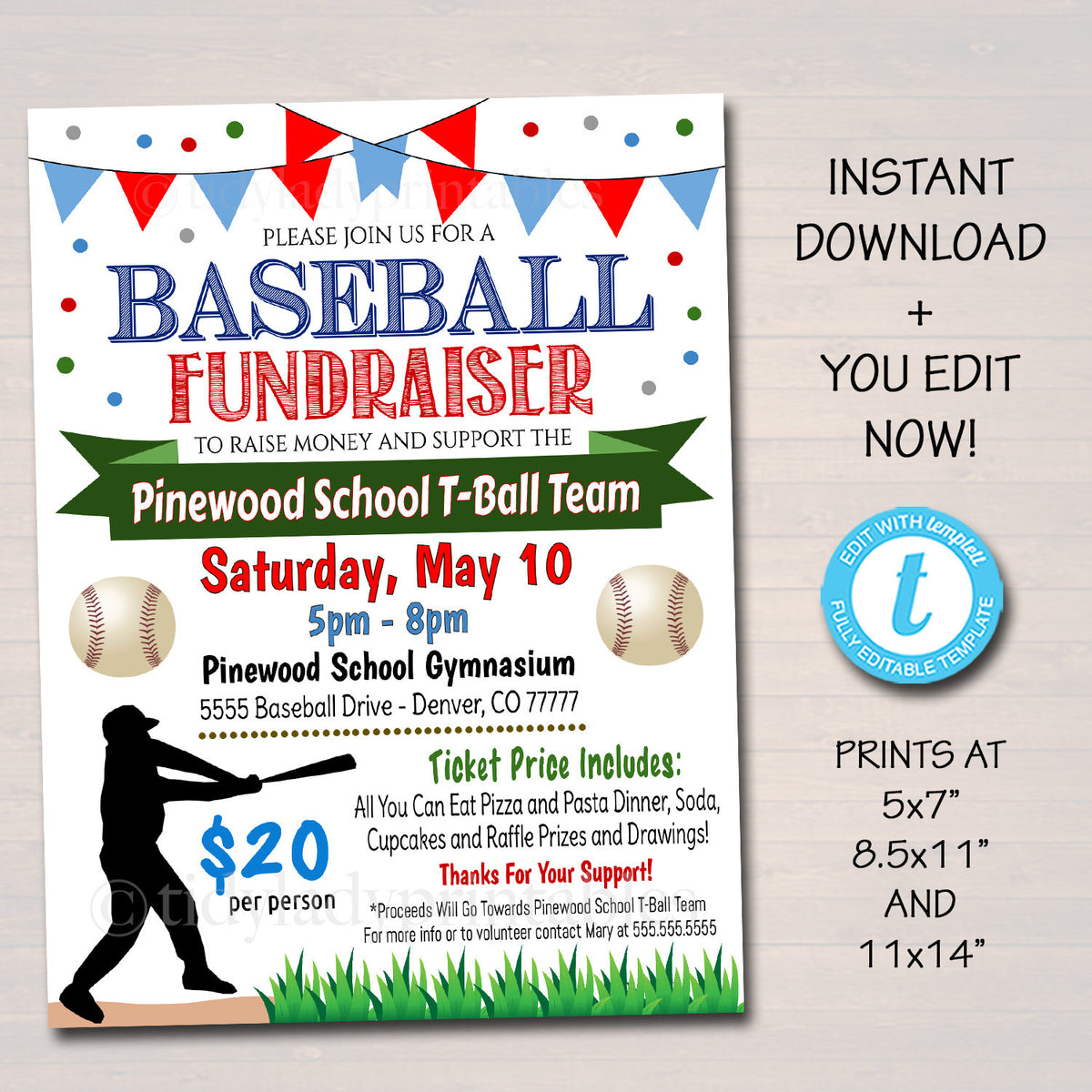 Softball Fundraiser Flyer Template